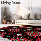 Festive Red Snowflake Christmas Tree Rug