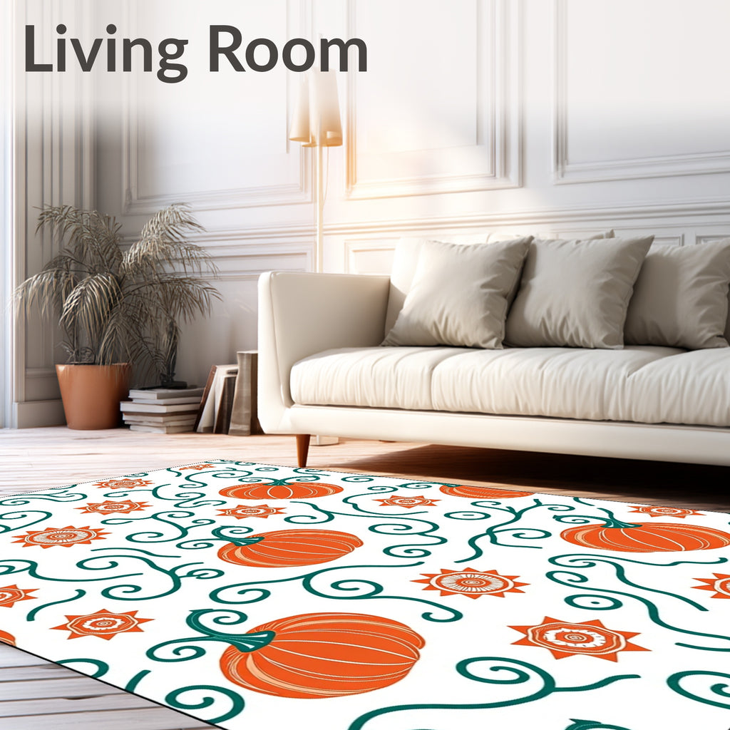 Orange Pumpkin Star Swirl Rug