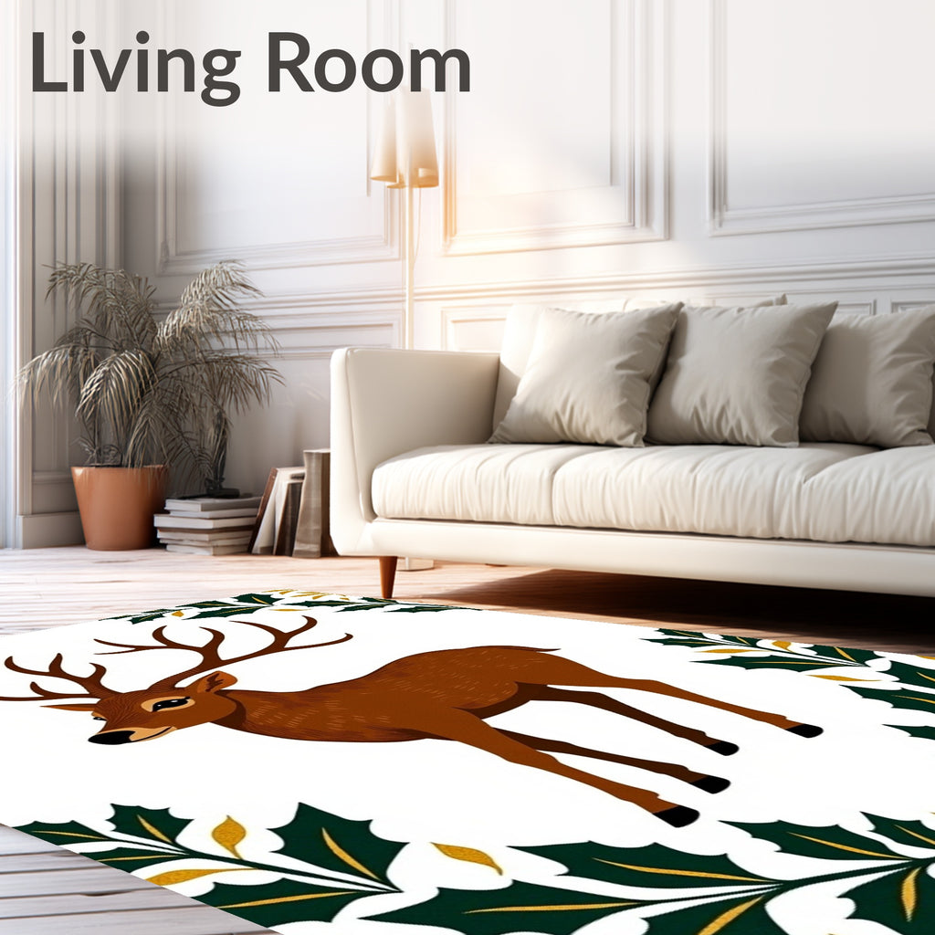 Majestic Brown Stag Holly Border Rug