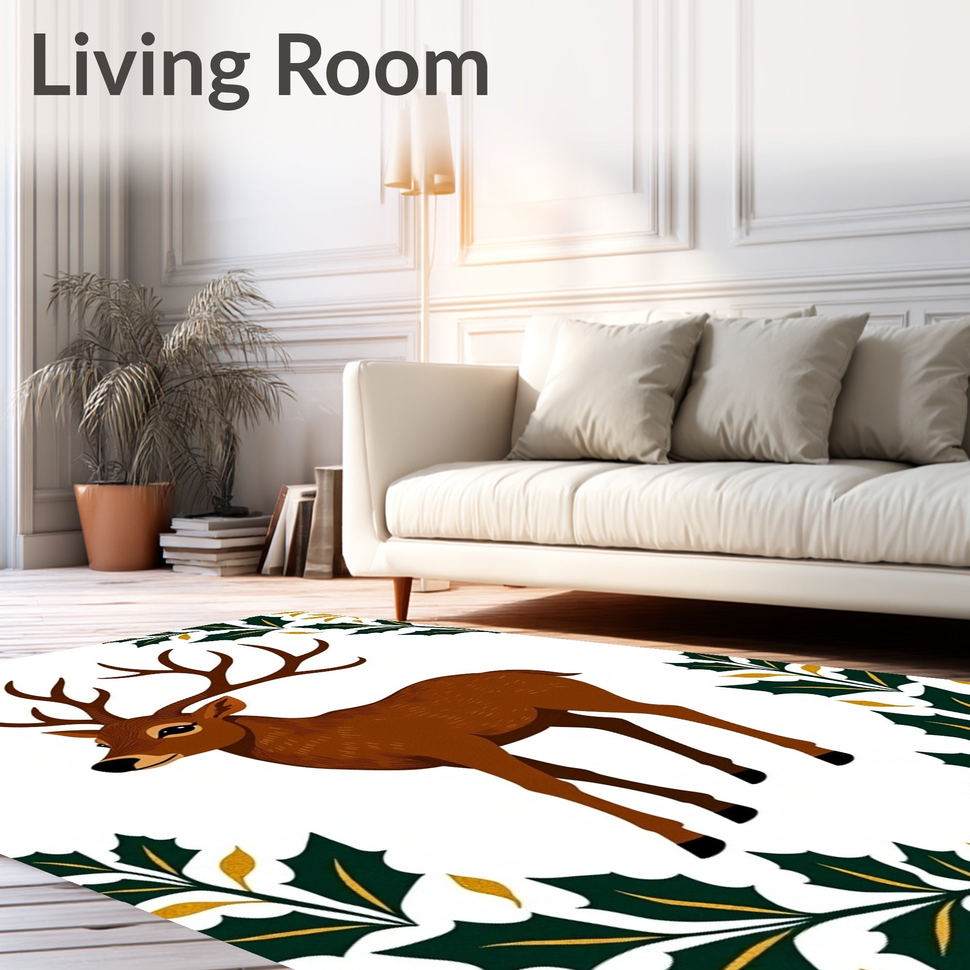 Majestic Brown Stag Holly Border Rug