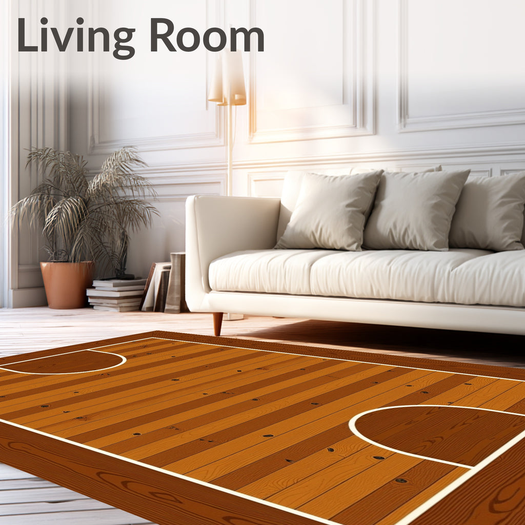 Warm Wood Grain Court Lines Rug