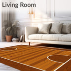 Warm Wood Grain Court Lines Rug