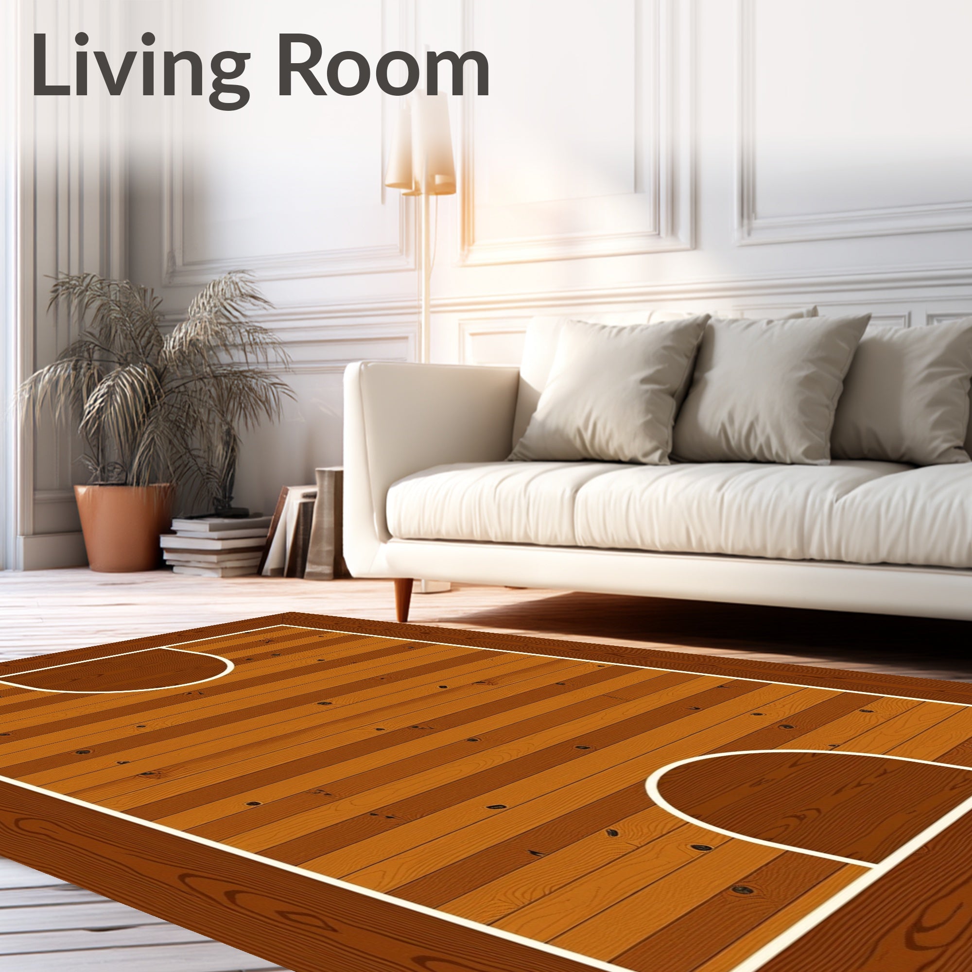 Warm Wood Grain Court Lines Rug