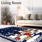 Charming Snowman Festive Village Night Sky Rug