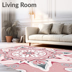 Rose Pink Mandala Starburst Rug