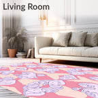 Romantic Lilac Pink Heart Scroll Rug