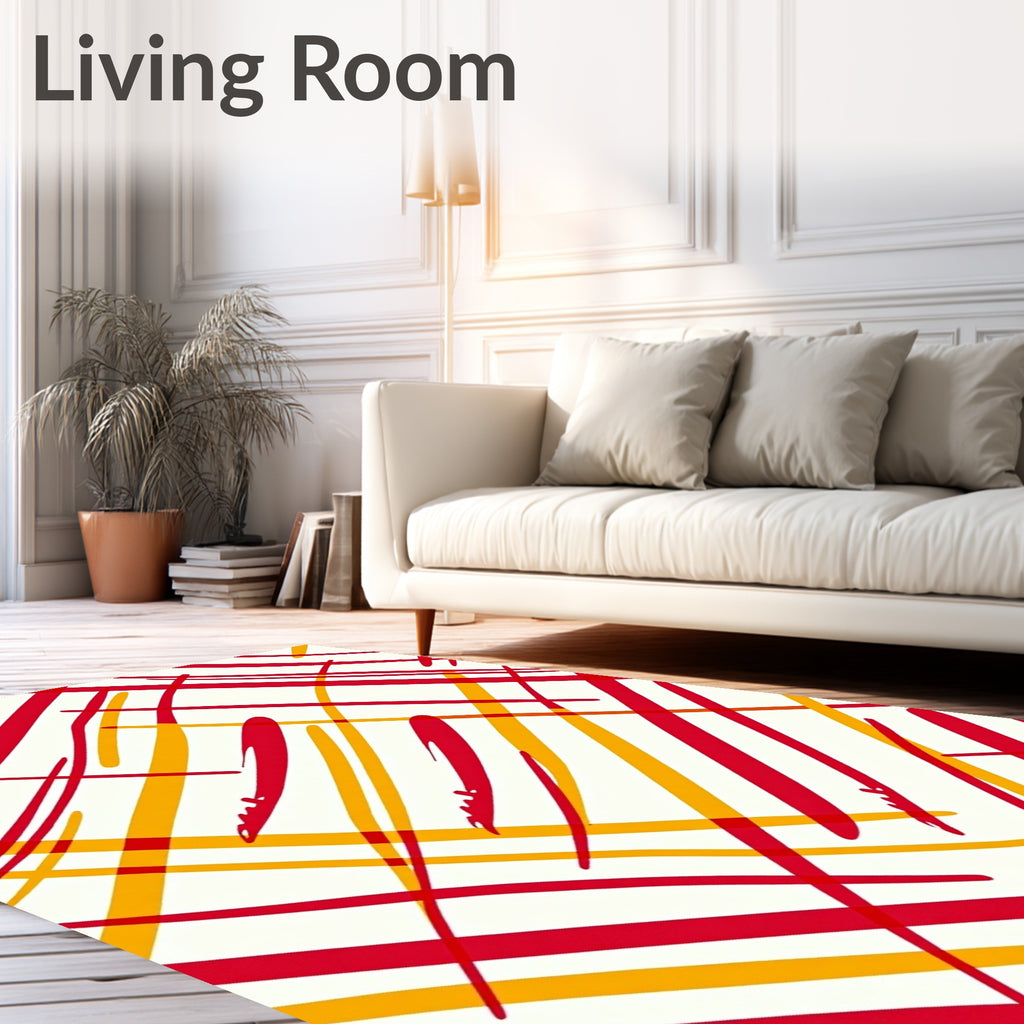 Bold Red Yellow Dash Lines Rug