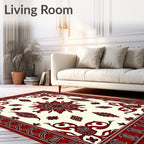 Rich Crimson Garden Foliage Accents Rug