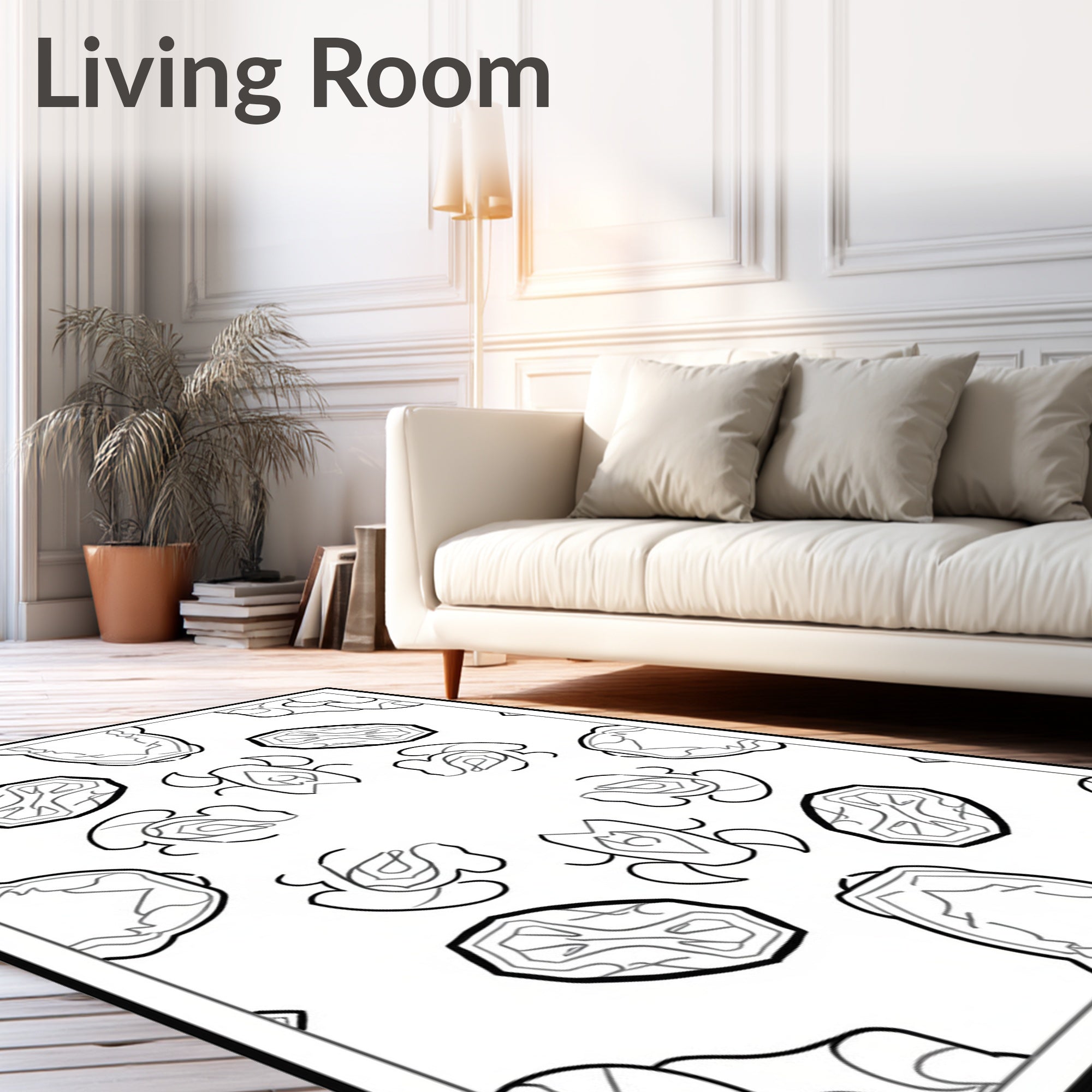 Bold Black and White Symmetry Oval Rug