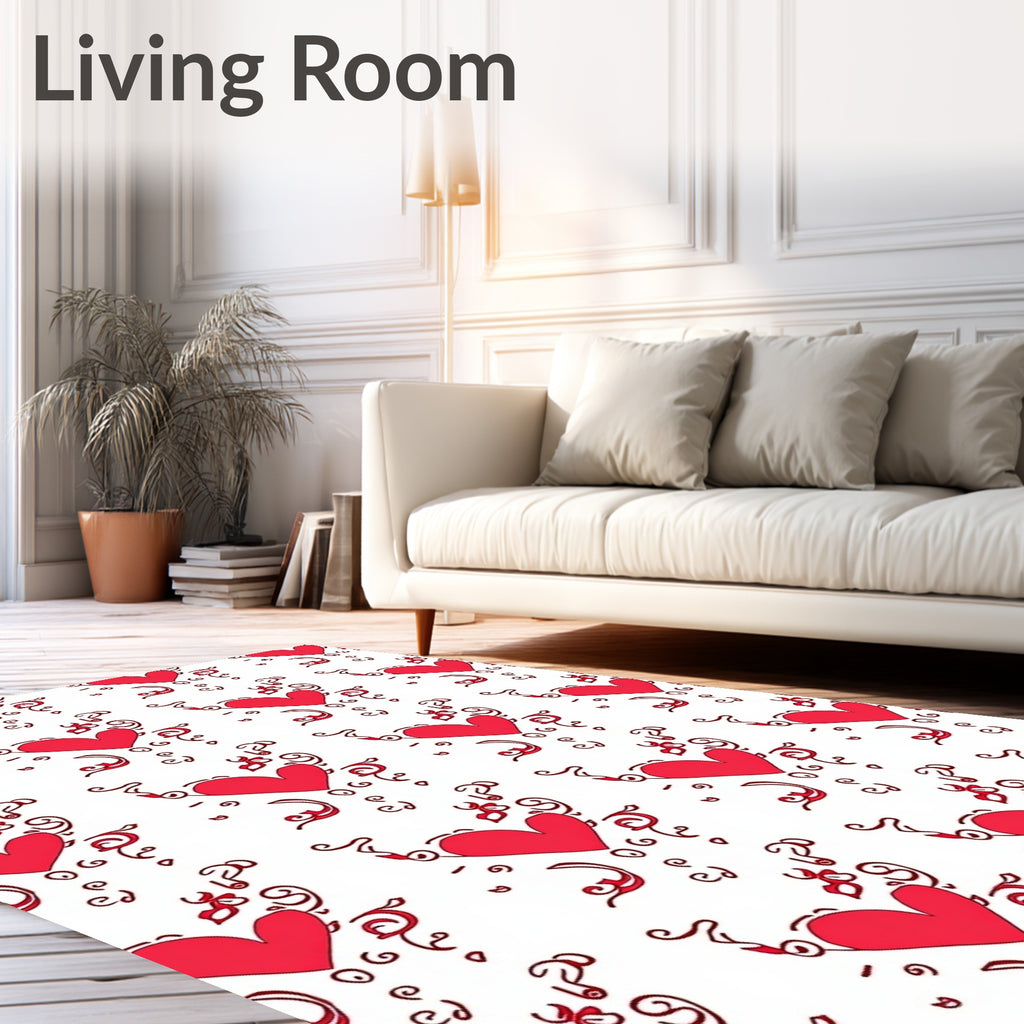 Red Heart Swirl Whimsical Collection Rug