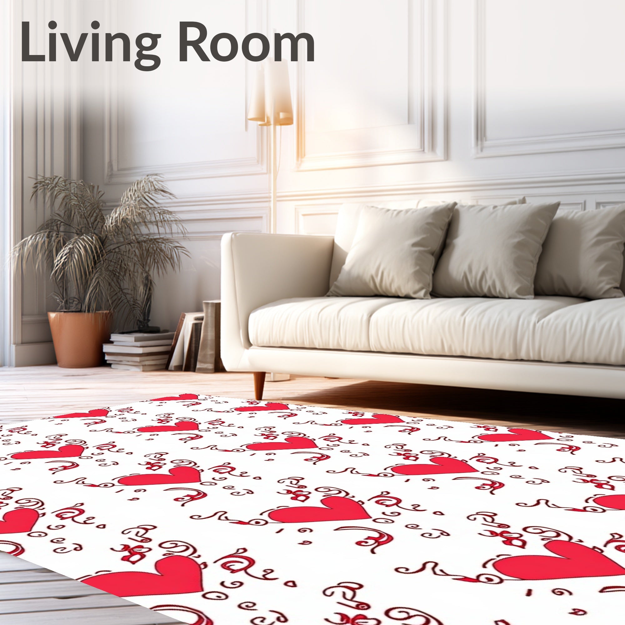 Red Heart Swirl Whimsical Collection Rug