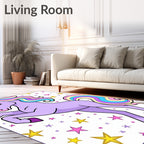 Whimsical Pastel Unicorn Stars Rug