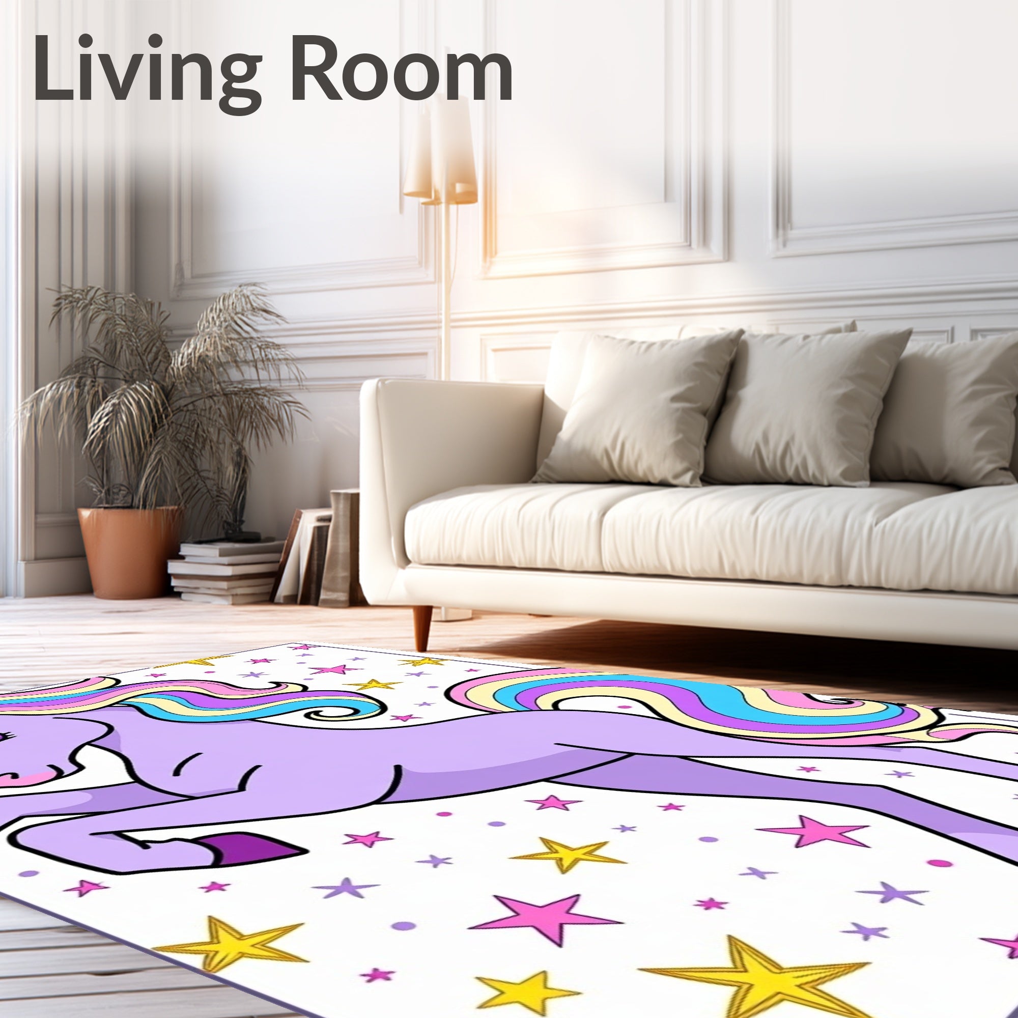 Whimsical Pastel Unicorn Stars Rug