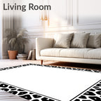 Black White Spotted Animal Print Rug