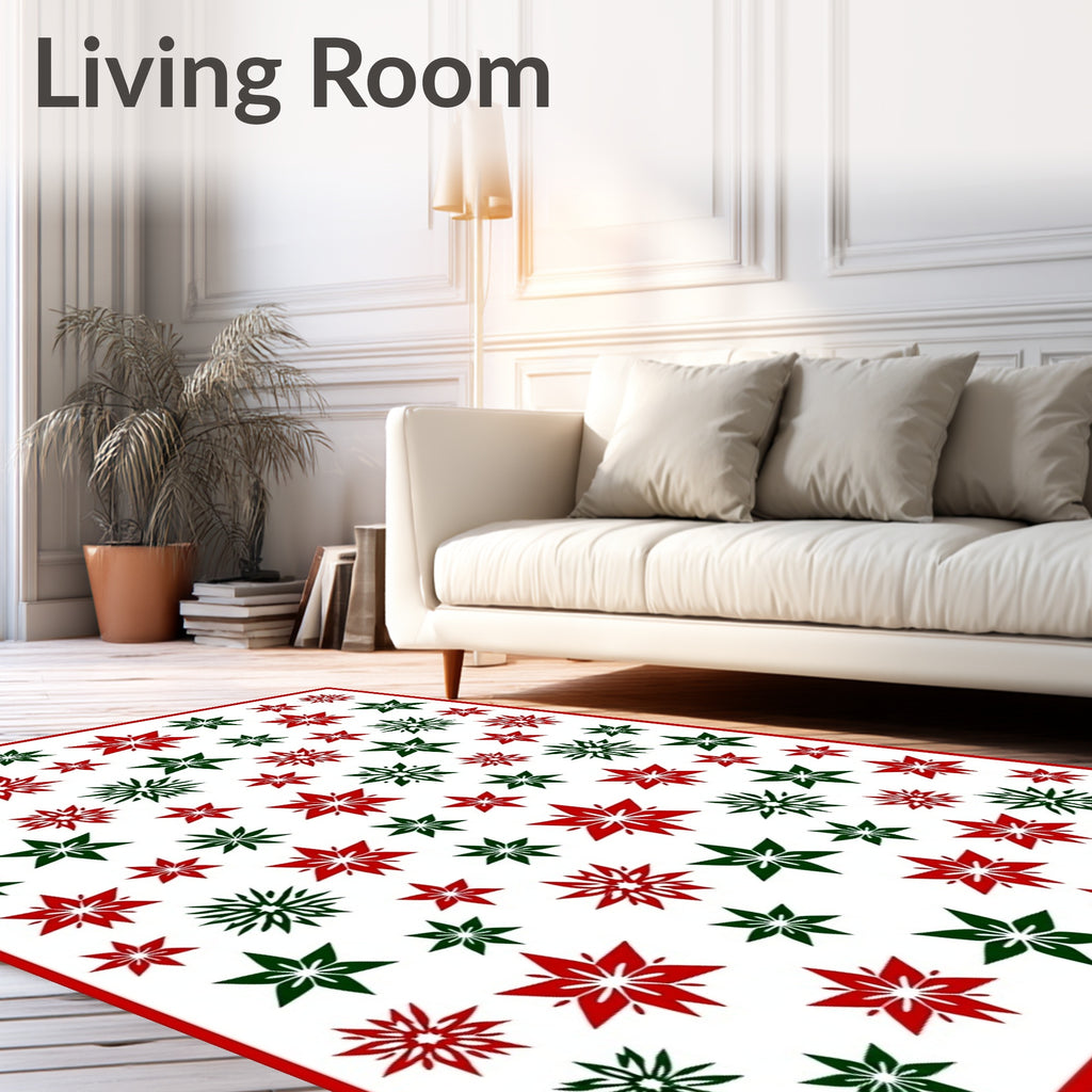 Red Green Starburst Scattered Rug