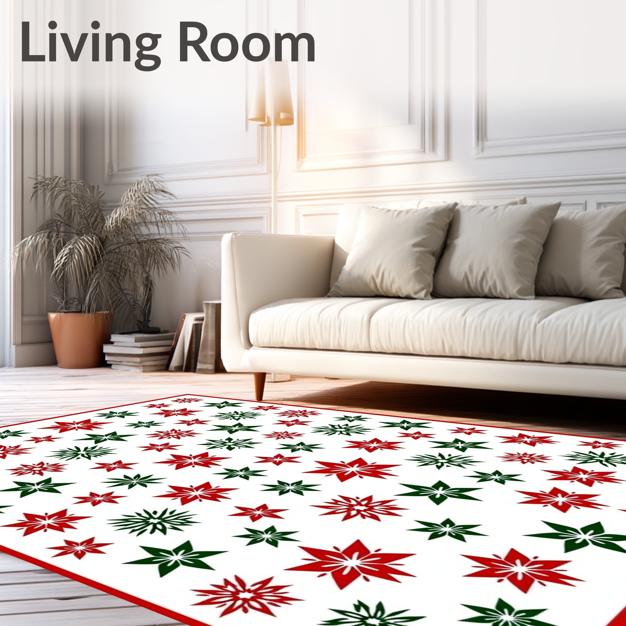 Red Green Starburst Scattered Rug