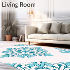 Aqua Medallion Floral Corner Rug