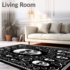 Black White Skull Bandana Swirl Rug