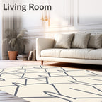 Cream Gray Linear Geometric Lattice Rug