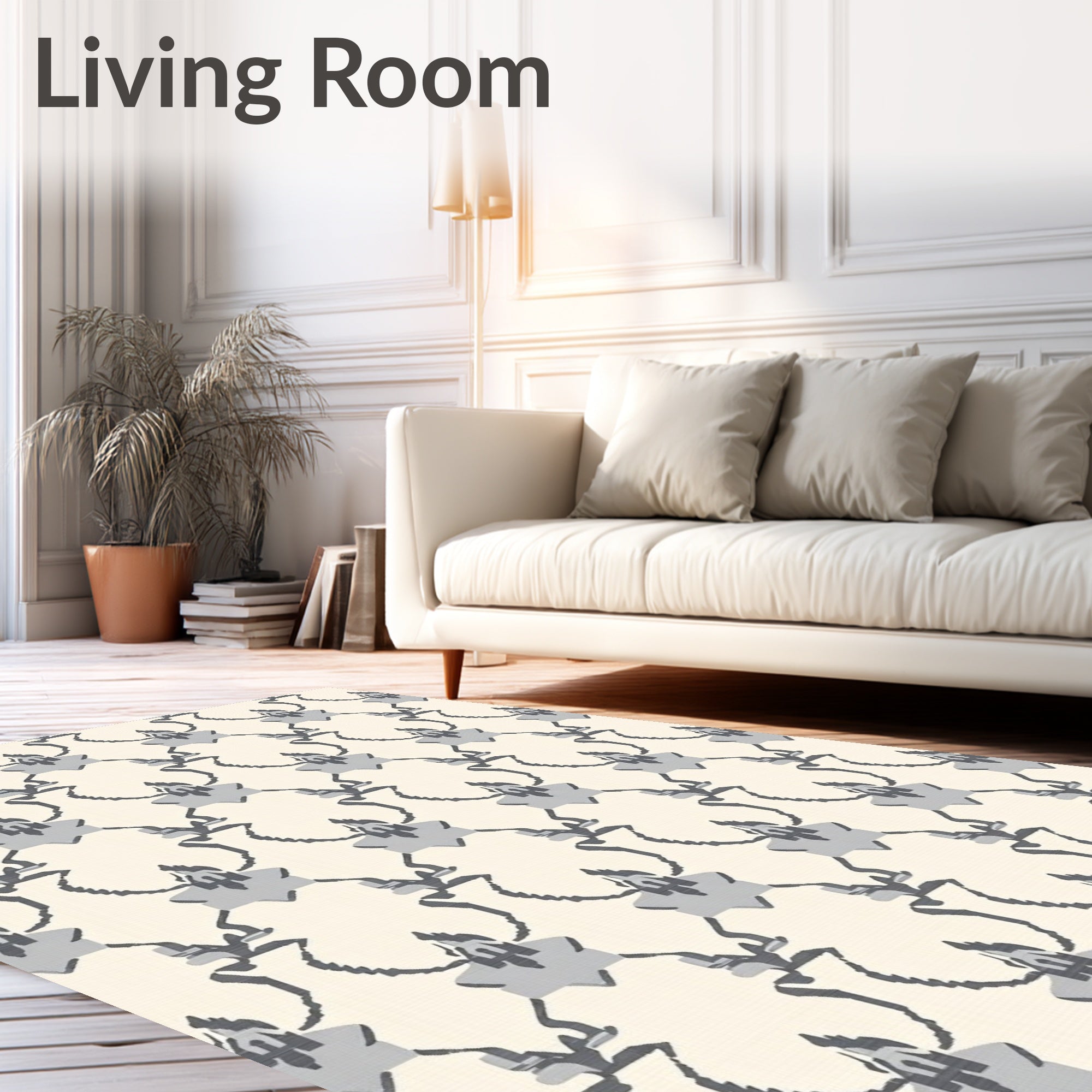 Pale Cream and Gray Arch Motif Rug