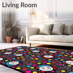 Whimsical Characters Colorful Polka Dot Background Rug