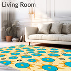 Funky Blue Sunburst Swirls Rug