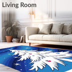 Whimsical White Christmas Tree Ornaments Rug