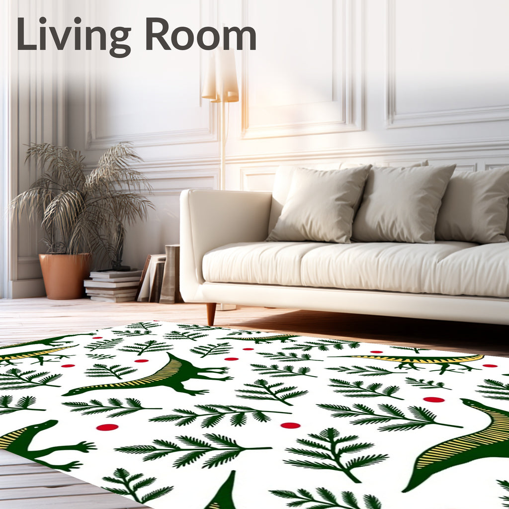 Green Dinosaur Fern and Berry Rug