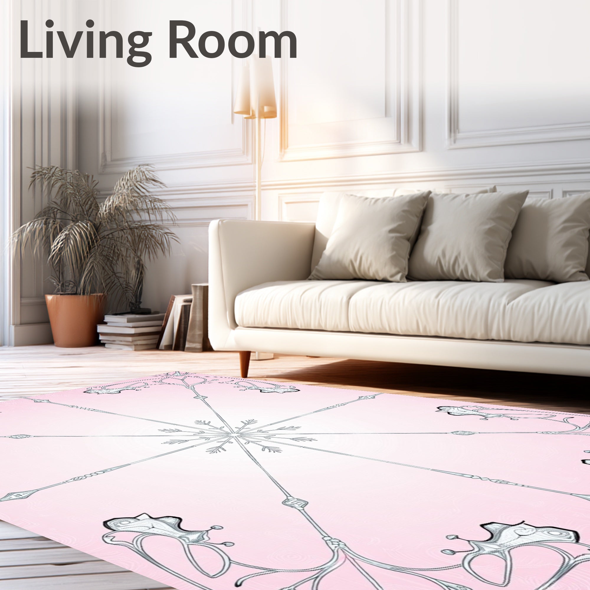 Delicate Pink Floral Art Nouveau Rug