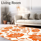 Vibrant Orange Floral Vine Rug