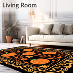 Orange Pumpkin Vine Bordered Rug
