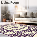 Elegant Plum Floral Square Medallion Rug