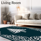 White Feathery Fir Tree Border Rug