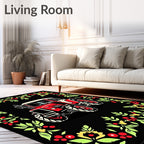 Red Tractor Floral Garland Border Rug