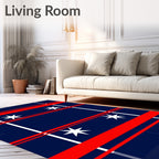 Bold Navy Red Striped Star Rug