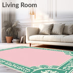 Teal Floral Medallion Pink Center Rug