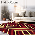 Crimson Yellow Geometric Maze Rug