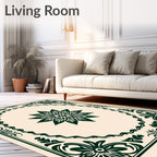 Forest Green Floral Vignette BorderRug Rug