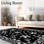 Black White Snowflake Winter Charm Rug