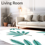 Teal Fern Frond Repeating Pattern Rug