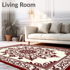 Dark Red Floral Medallion Border Rug