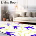 Purple Dancers Yellow Swirls Rug