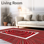 Crimson Swirl Abstract Stripe Rug