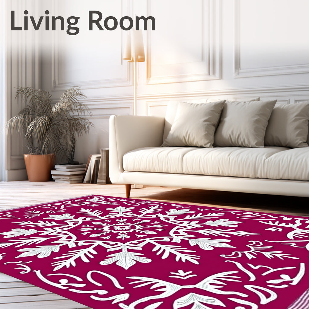 Deep Pink Floral Medallion Medley Rug