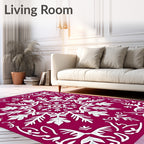 Deep Pink Floral Medallion Medley Rug