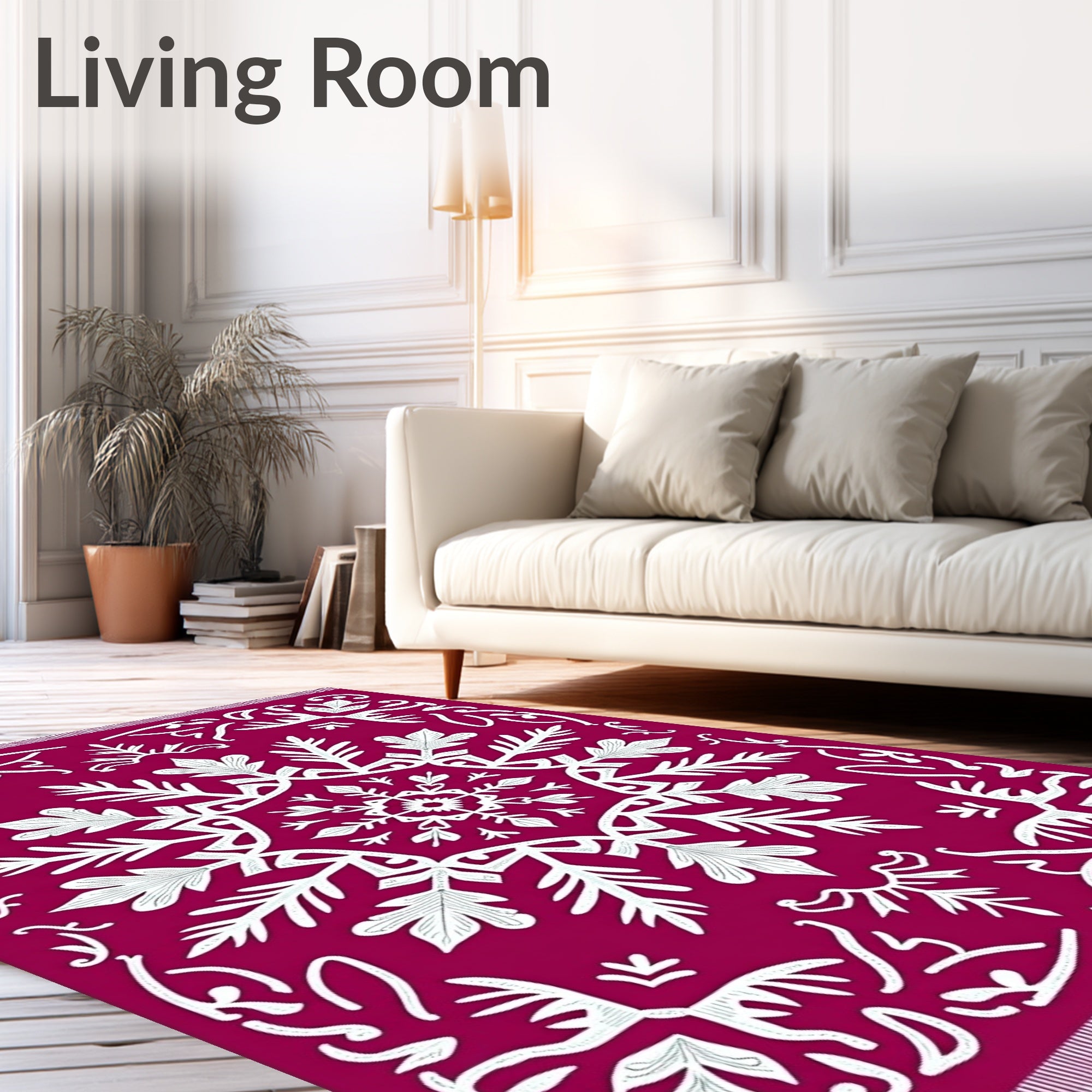 Deep Pink Floral Medallion Medley Rug