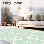 Soft Pink Foliage Mint Background Rug