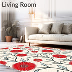 Crimson Floral Vine Scrollwork Rug