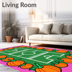 Autumn Orange Pumpkin Soccer Field Rug