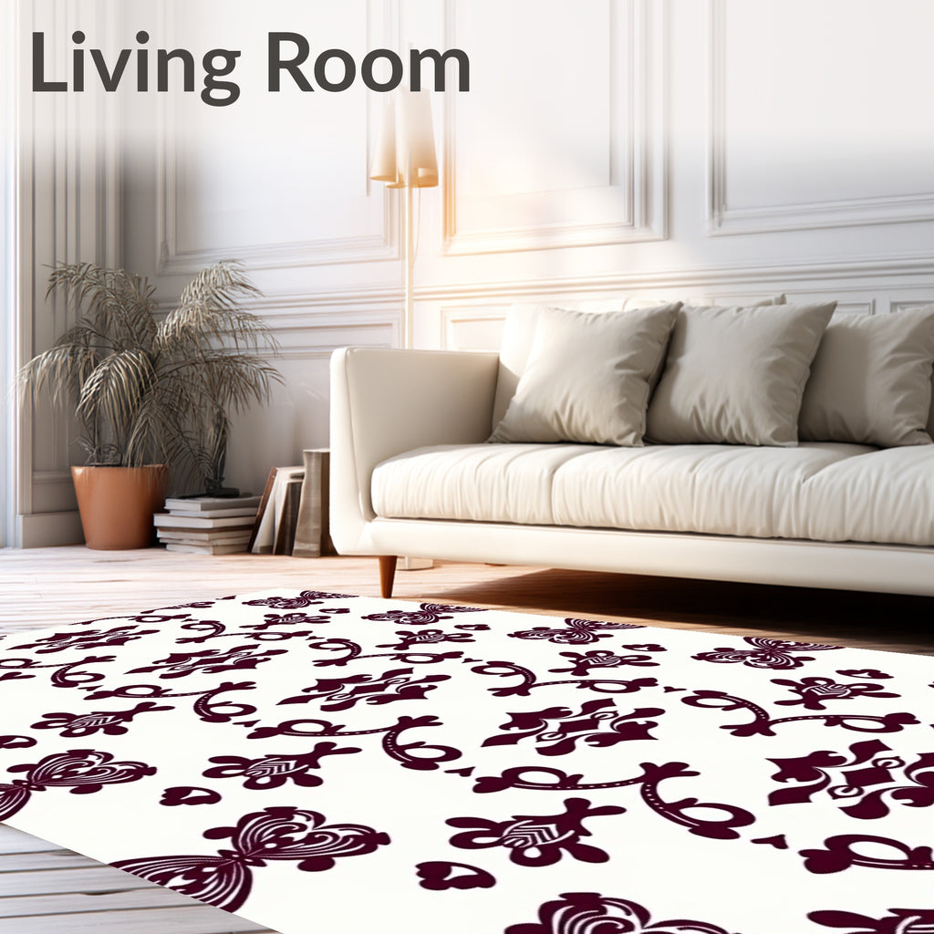Deep Plum Victorian Scrollwork Medallion Rug